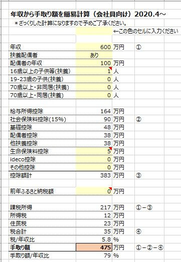 手取額計算エクセル