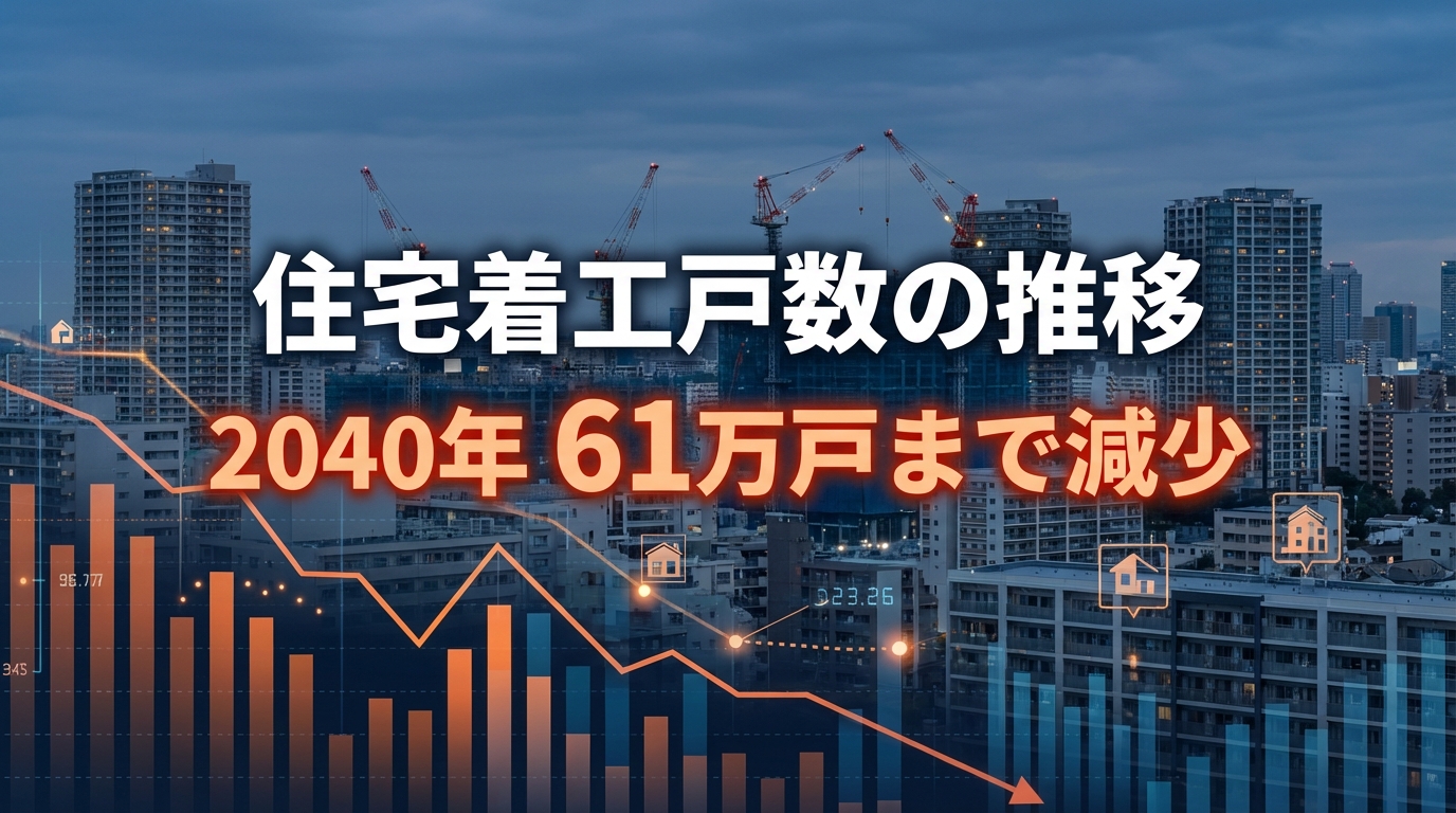 住宅着工戸数の推移と今後の予測｜2040年には61万戸まで減少